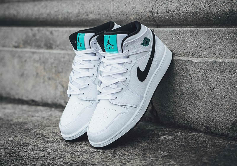 air jordan 1 mid gs womens hyper jade aj1 black white green air jordan 1 mid gs womens hyper jade aj1 black white green