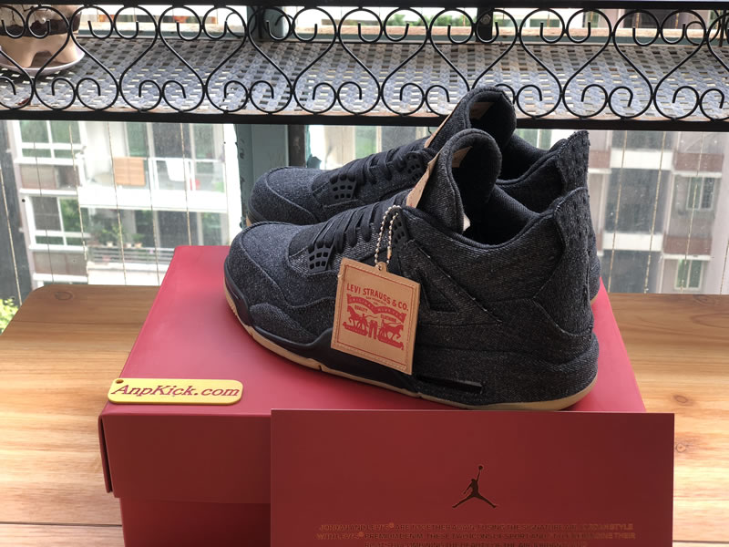 Levi's x Air Jordan 4 'Black Denim' For Sale Side Behind Images Levi's x Air Jordan 4 'Black Denim' For Sale Side Behind Images