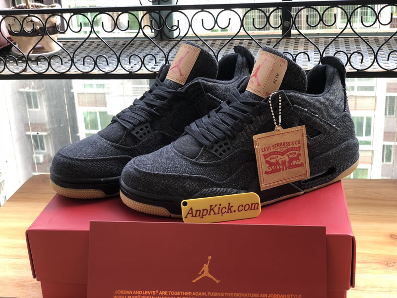 Levi's x Air Jordan 4 'Black Denim' For Sale Side Images Levi's x Air Jordan 4 'Black Denim' For Sale Side Images