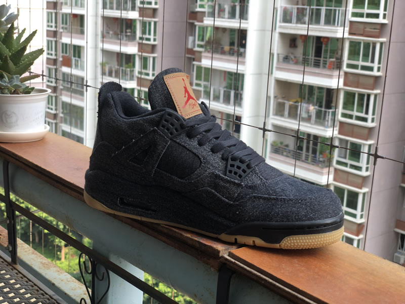 Levi's x Air Jordan 4 'Black Denim' Review Head Side Images Levi's x Air Jordan 4 'Black Denim' Review Head Side Images