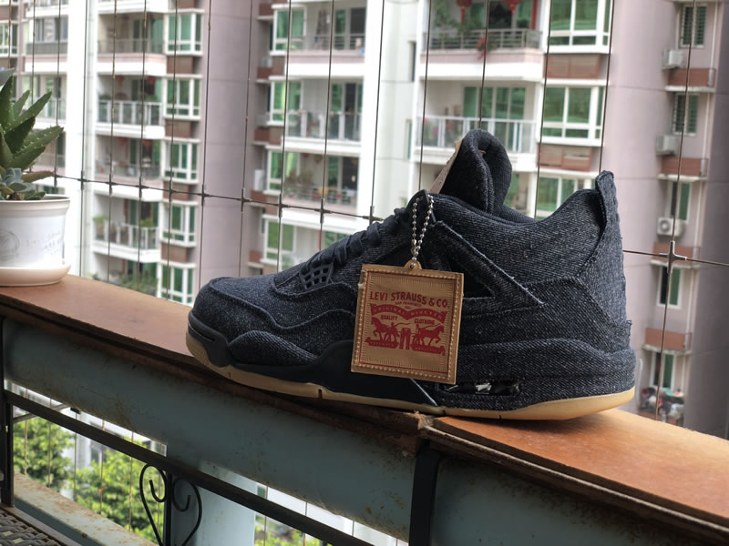 Levi's x Air Jordan 4 'Black Denim' Review Side Images Levi's x Air Jordan 4 'Black Denim' Review Side Images